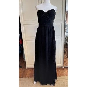 Jenny Yoo Collection Sz 10 Margaux Black Strapless Chiffon Gown